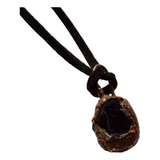 Collar De Hombre, Mini Dije De Piedra Obsidiana Negra, Cobre