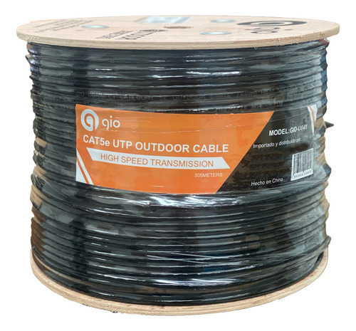 Gio Bobina Cable De Red Utp Cat5e Doble Forro Reforzado Para Exterior 8 Hilos Trenzado Ideal Para Cctv