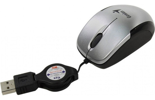 Mouse Micro Traveler Usb Mini Genius Silver Cable Retractil