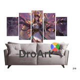 Quadro 5 Peças Irelia Divine Sword Skin Lol Oferta Especial