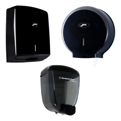 Combo Jabonera Kc + Despachador De Higiénico Y Toalla Jofel Color Negro | Envío gratis