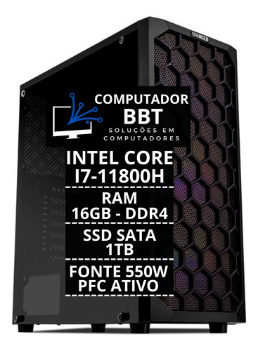 Computador Pc Cpu Core I7 11ª Geração 16gb Ram Ddr4 Ssd 1tb