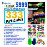 Paquete Fiesta Boda Party Xv Años Dj Neon Led 333 Artículos