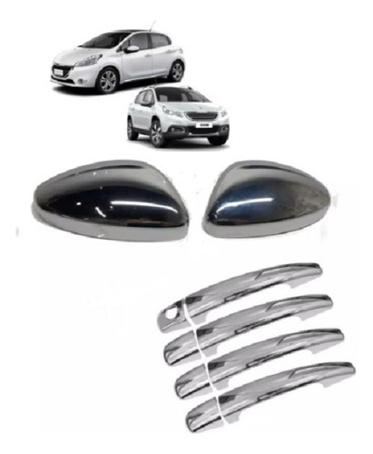 Kit Cubre Manijas Y Cubre Espejos Cromado Peugeot 208 / 2008