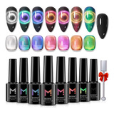 Mizhse Esmalte De Unas De Gel De Ojo De Gato 9d, 8 Colores, 