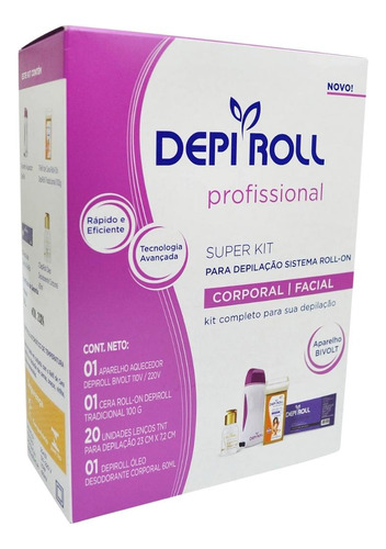 Super Kit Depilação Depiroll Aquecedor Cera Roll-on Bivolt