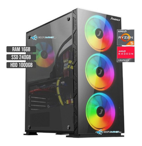 Cpu Torre Pc Gamer Amd Ryzen 5 5600g Ssd 240+ Hdd 1tb Ram 16