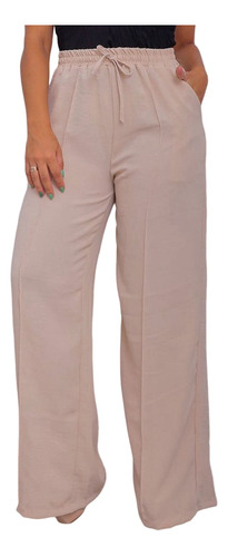 Calça Pantalona Feminina Tecido Duna Com Elastex Na Cintura
