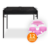 Asador De Carbon Para Carne Parrilla Portatil Resistente 