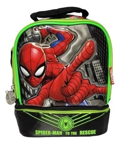 Lonchera Termica Ruz Spiderman Hombre Araña 174522 Rescue Color Negro