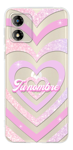 Funda Para Motorola Para Mujer Corazón Rosa Con Tu Nombre