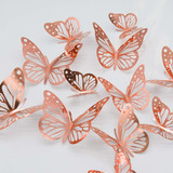 Paperbgspen 3d Butterfly Wall Stickers, 48pcs Rose Gold Butt