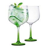 2 Taças Gin De Vidro 650ml Ideal Tanqueray Beefeater Bombay Cor Verde