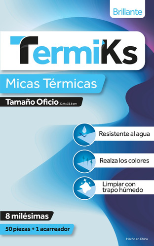 Mica Termica Oficio 22.9 X 36.8 Cm 8ml (50 Pzas) Termiks