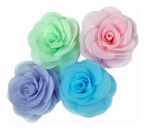 10 Flor Delicada 5cm Organza Aplique