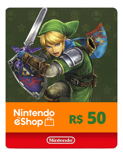 Gift Card Nintendo Switch 3ds Wii Eshop Brasil | R$ 50 Reais