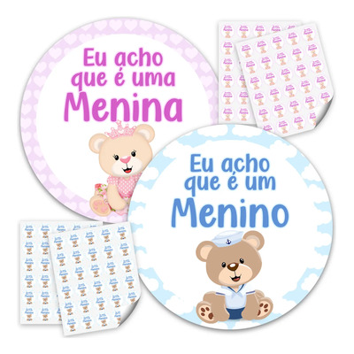 120 Adesivos Eu Acho Que É Um Menino Menina Chá Revelação