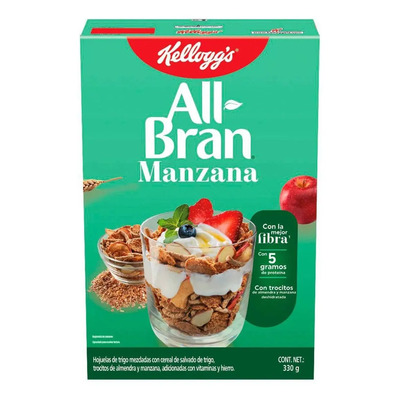 Cereal All-bran Sabor Manzana Y Almendras 330g | MercadoLibre