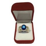 Anillo Plata Fina Oro 18 Ktes Circones Zafiro Azul