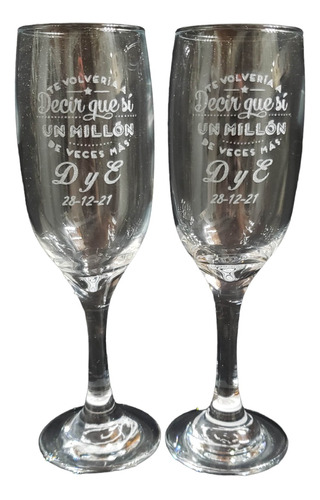 2 Copas Champagne Con Grabado Personalizado- Festejos/bodas