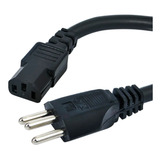 Cabo De Força Tripolar Ac Pc 3x1,50mm Plug 10 Amperes 1,50m 2 Peças