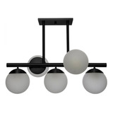 Lustre Preto Vidro Fosco Infinitylux 5 Lâmpadas