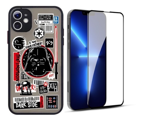 Carcasa Funda Darth Vader + Lámina De Vidrio Para iPhone