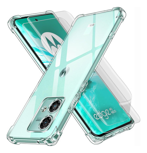 Funda Case Tpu Transparente Para Moto Edge 40 Neo +2 Micas