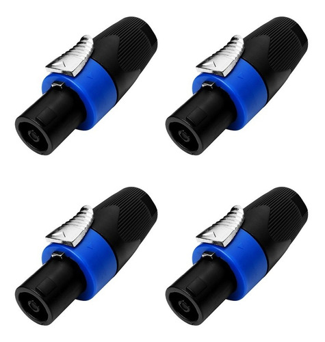 4x Conector Speakon Macho 4v Classe A Resistente Com Trava