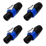 4x Conector Speakon Macho 4v Classe A Resistente Com Trava