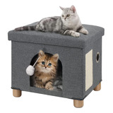 Cama Plegable Para Gatos Cubo Grande Con Rascador Y Bola, 45