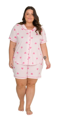 Pijama Feminino Americano Blogueira Aberto Plus De Algodão