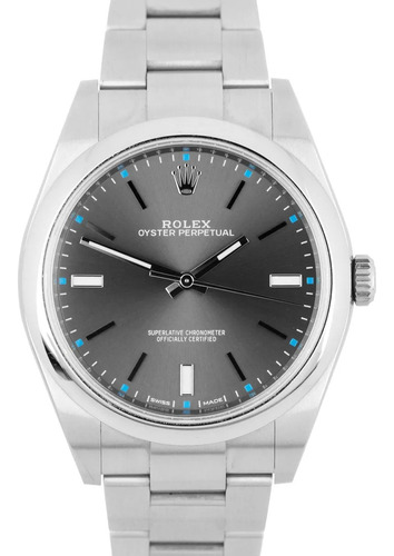 Rolex Oyster Perpetual 39mm Rhodium Gris Acero Inoxidable