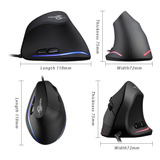 Mouse Vertical Ergonômico T-20 Com Fio Recarregável Cor Preto