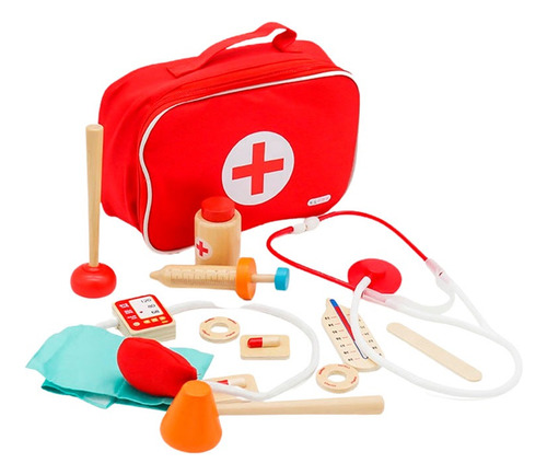 Juguete Didáctico Madera Kit De Médico Con Bolso Para Niños