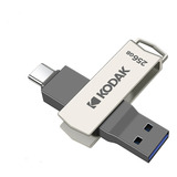 Usb 128gb Tipo A Y Tipo C (dual) Para Pc, Celular Y Tablet Color Plateado K273