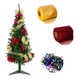 Kit Árbol Navideño Grande Decoración + Malla + Luces X100