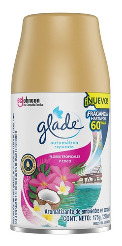 Repuesto Aromatizador Glade X6 Flores Tropicales Y Coco