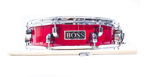 Redoblante Bateria Piccolo 3.5x14 Madera Maple Boss Rojo