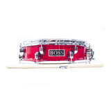 Redoblante Bateria Piccolo 3.5x14 Madera Maple Boss Rojo