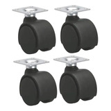 Pack 4 Ruedas Muebles Giratorias Con Base Metal 50mm