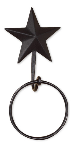 Negro Barn Star 9 x 6 pulgada Gancho De Metal Para Toalla De