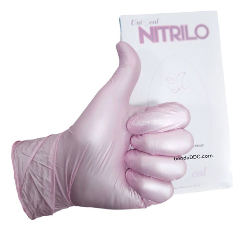 Guante Nitrilo Rosa Metalico Grande 100pz