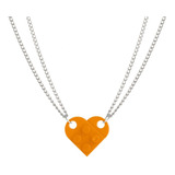 Collar Encastre De Amor Corazón Novios Amigos Naranja