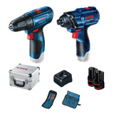 Taladro + Atornillador De Impacto Bosch 12v + 2 Bat + 23 Acc