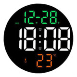 Reloj De Pared Digital Redondo Led Grande Control Remoto 9''