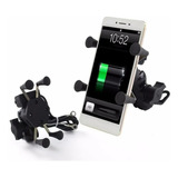 Soporte Porta Celular Manillar Moto Toma Cargador Usb+ Tecla