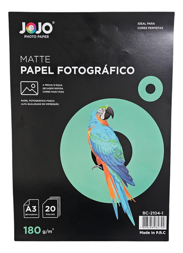 60 Folhas Papel Fotográfico Matte 180g A3 Fosco Premium