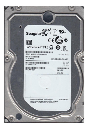 Disco Duro Interno Seagate Constellation Es.3 St2000nm0033 2tb