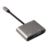 Usb Tipo-c 4 En 1 Hub A Pd, 4k Hdmi, Vga Y Adaptador Usb 3.0